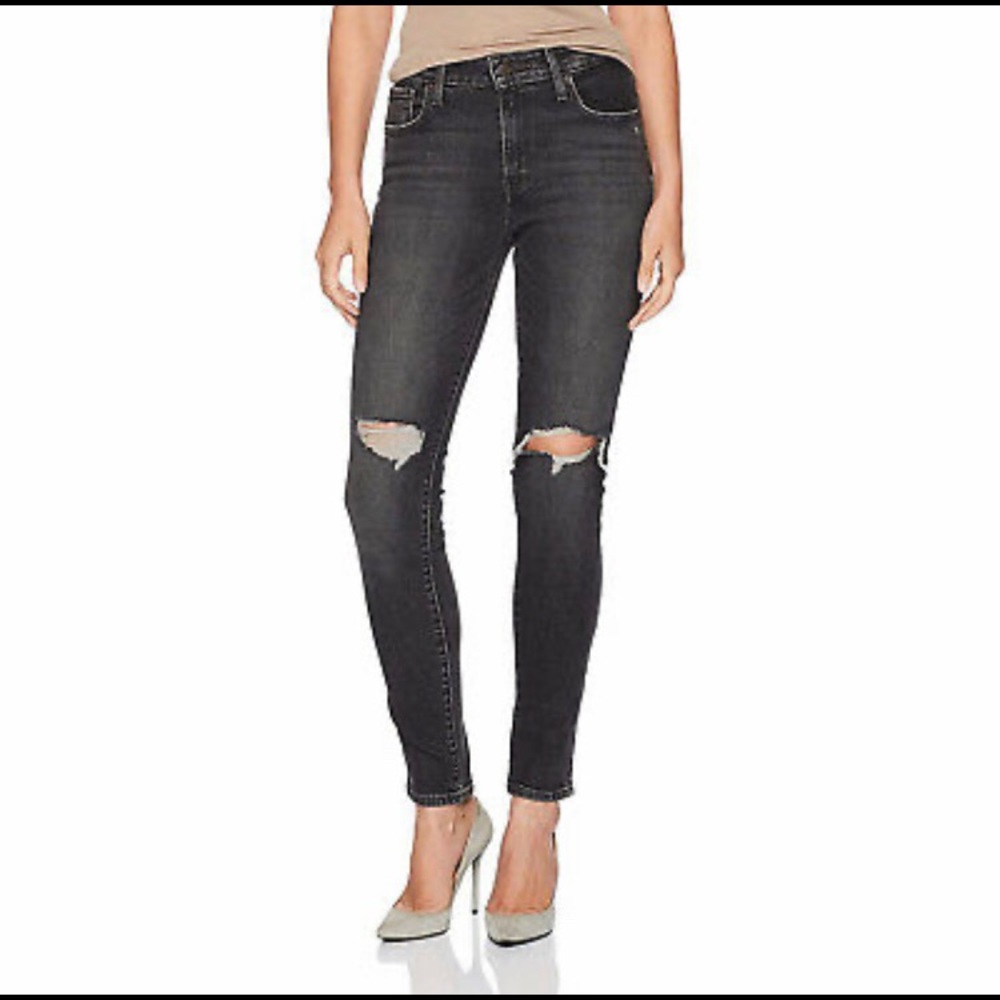 Womens Levis Distressed 721 High Rise Skinny Jeans